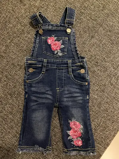 Jardinera denim Limonada para niña con flores - miniatura 1