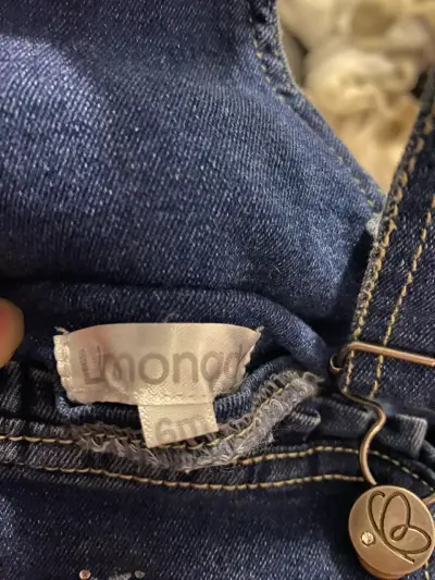 Jardinera denim Limonada para niña con flores - miniatura 3