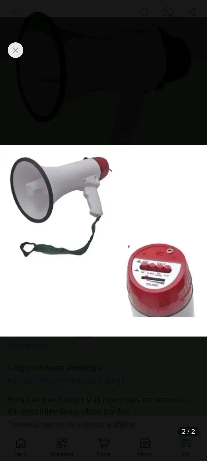Megáfono portátil blanco y rojo