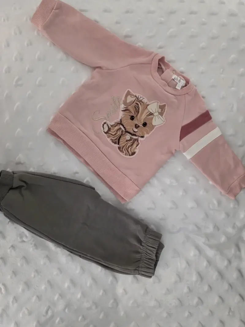 Conjunto bebé rosa y gris - 4