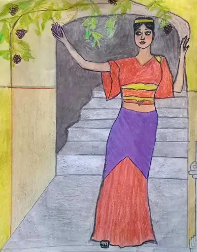 Cuadro de mujer con uvas - miniatura 1