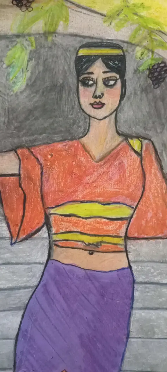 Cuadro de mujer con uvas - 2