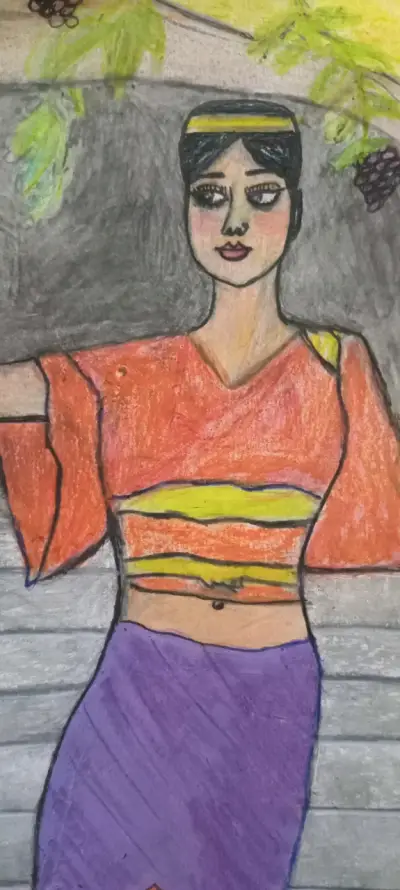Cuadro de mujer con uvas - miniatura 2