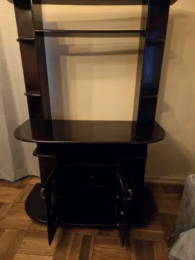Mueble de TV burdeo con estantes - miniatura 1
