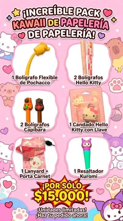 Pack kawaii de papelería variada - miniatura 1