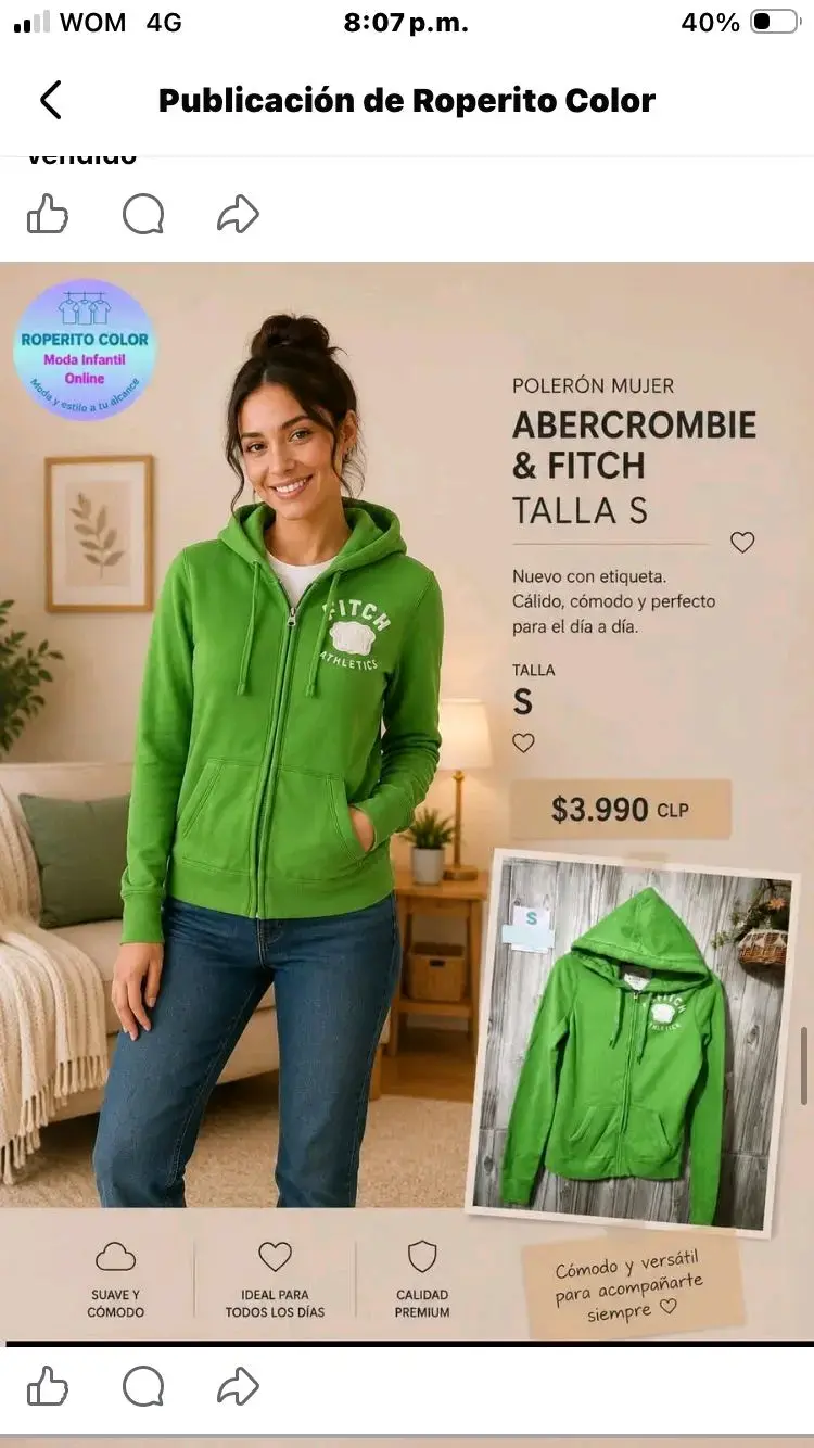 Polerón verde Abercrombie mujer - 1