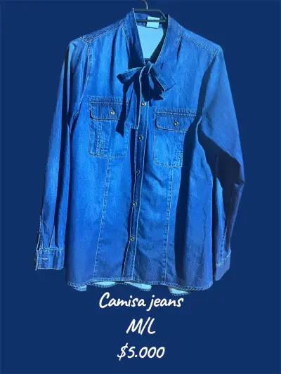 Camisa jeans con lazo - miniatura 1