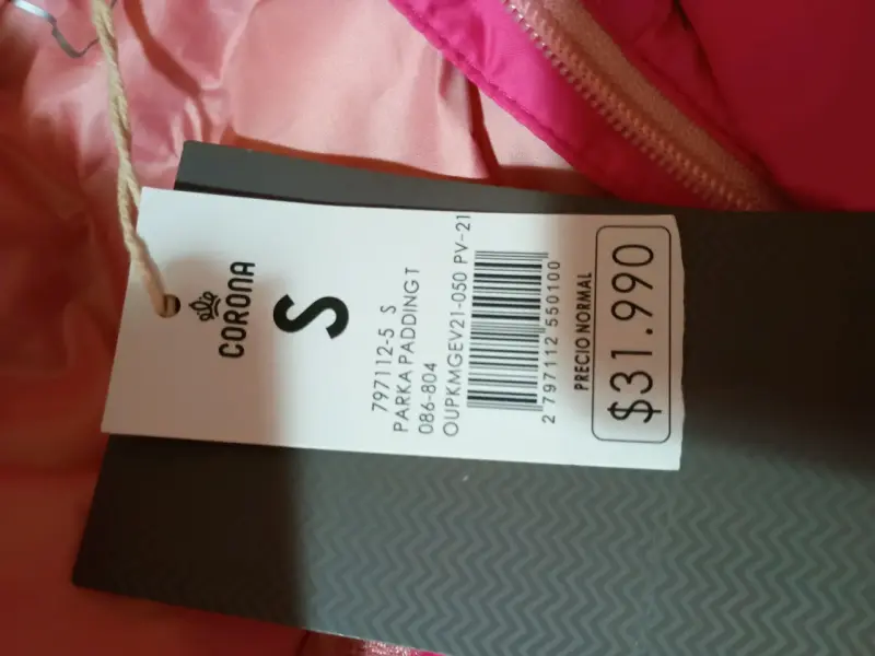 Parka acolchada color rosa talla s - 1
