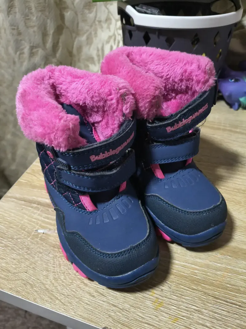 Botas de invierno infantiles azul y rosa - 1