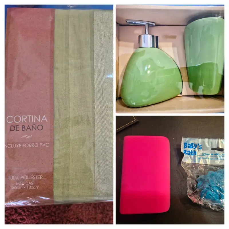 Juego baño verde y cortina