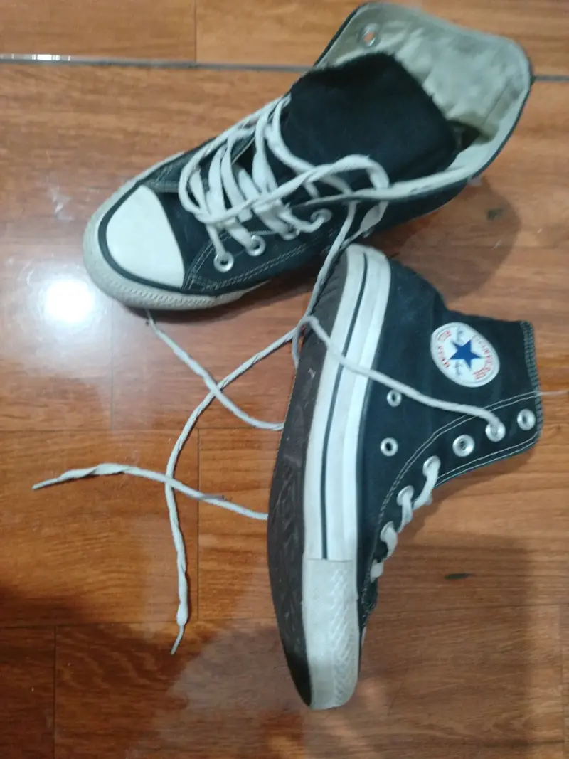 Zapatillas negras con cordones 35.5 / 39.5 cuero - 1