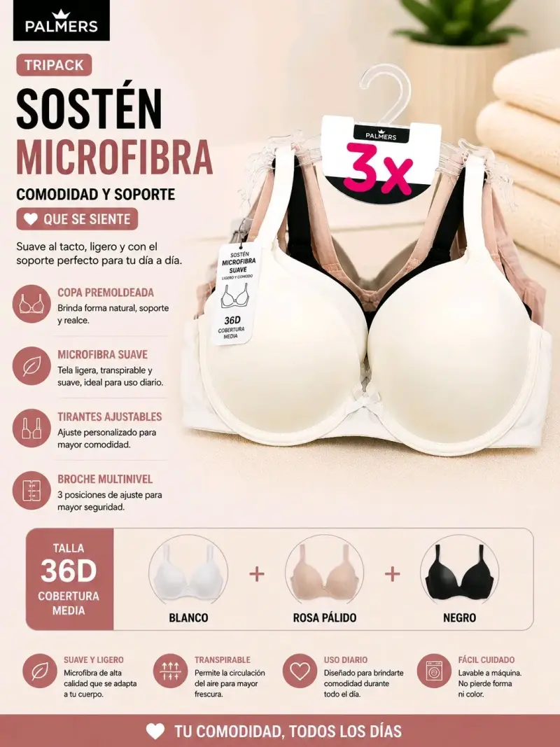 Tripack de sostenes microfibra - 3