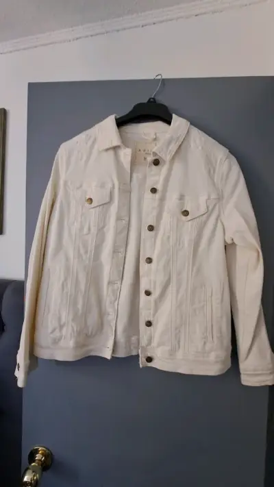 Chaqueta de jean blanca marca aziz - miniatura 1