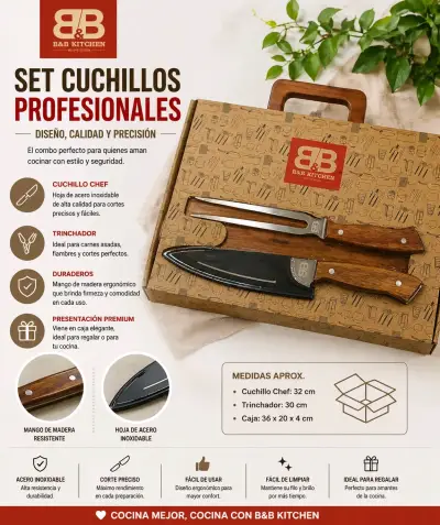 Set cuchillos profesionales B&B Kitchen - miniatura 2