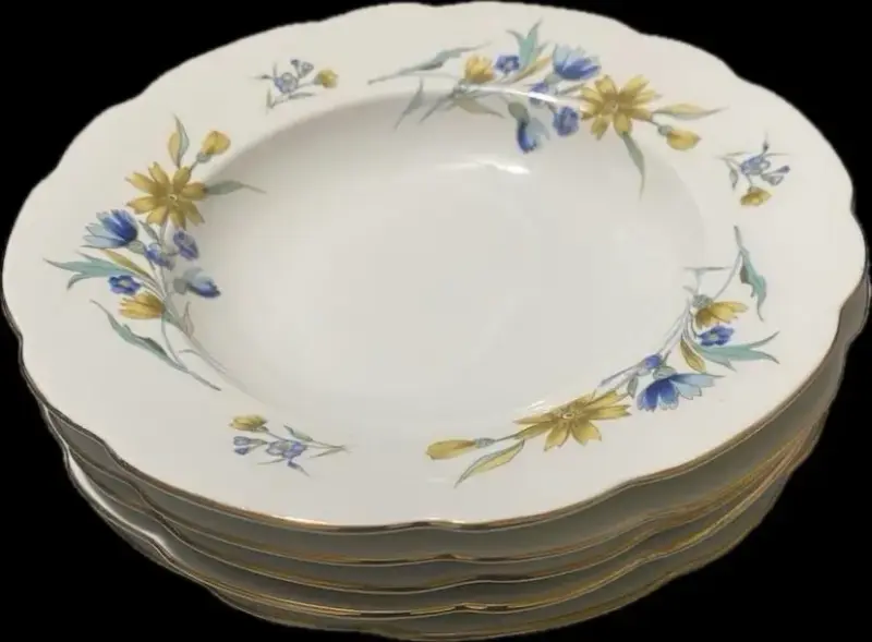 5 platos hondos antiguos polacos con diseño floral - 1