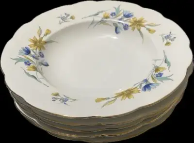 5 platos hondos antiguos polacos con diseño floral - miniatura 1
