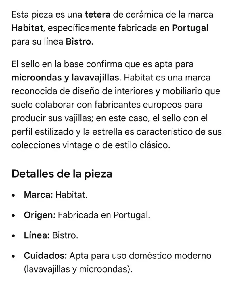 Tetera blanca portuguesa de los años 80 - 3