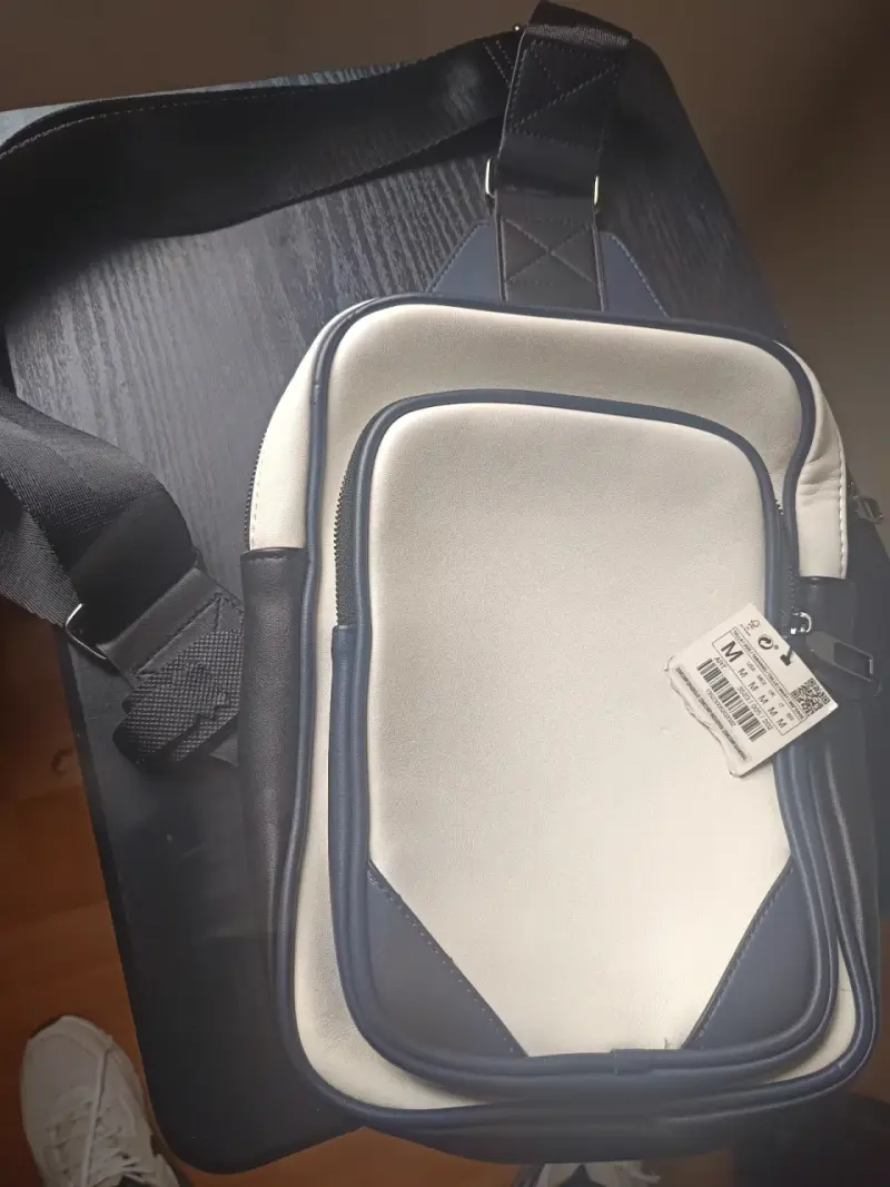 Bolso Zara nuevo blanco azul y negro - 4