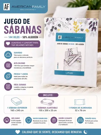 Juego de sábanas floral 1.5 plazas - miniatura 2