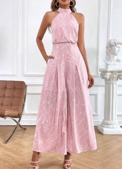 Jumpsuit rosado con diseño lineal - miniatura 1