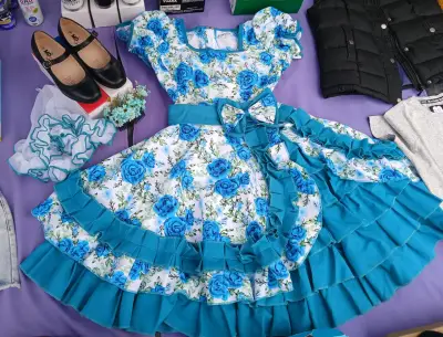 Vestido floral turqueza - miniatura 1