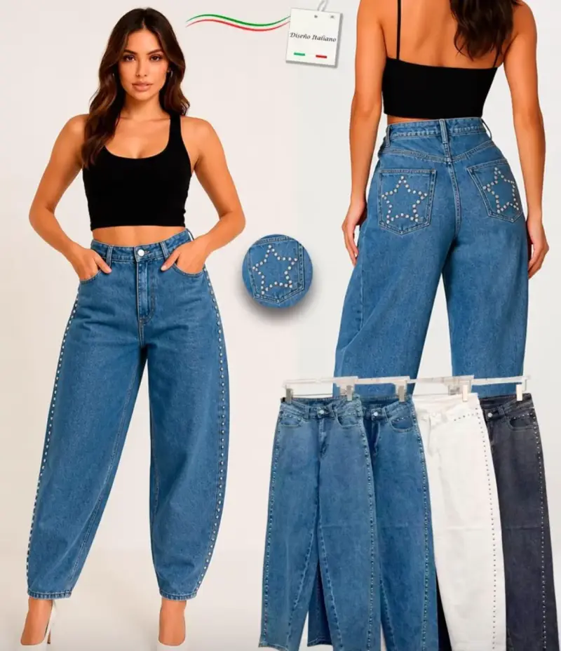 Jeans mujer con aplicaciones