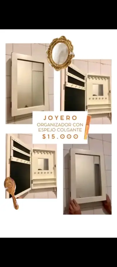 Joyero organizador con espejo y espejo con ceramic - miniatura 1