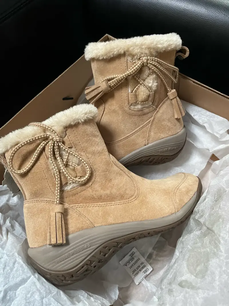 Botas de gamuza beige con forro, N35 - 1