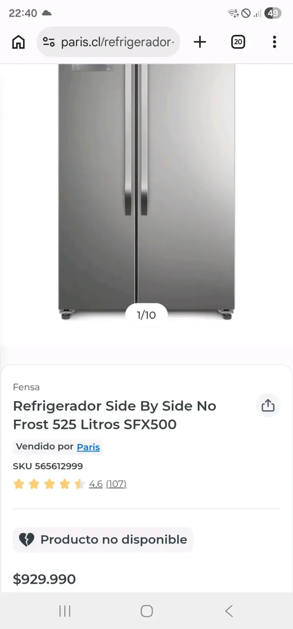 Refrigerador Fensa inox doble puerta - 6