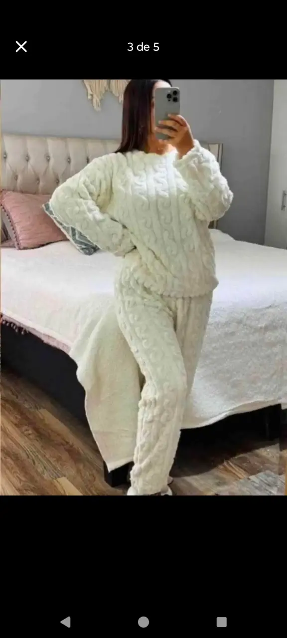 Conjunto tejido beige cómodo - 2