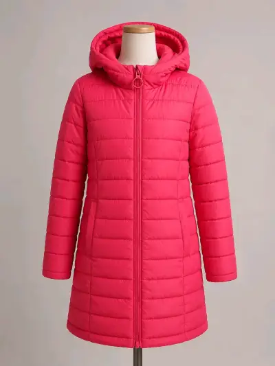 Parka acolchada color rojo niña talla 10 - miniatura 1
