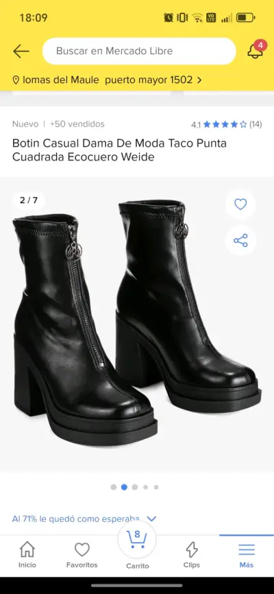 Botines de moda taco alto negros - miniatura 1