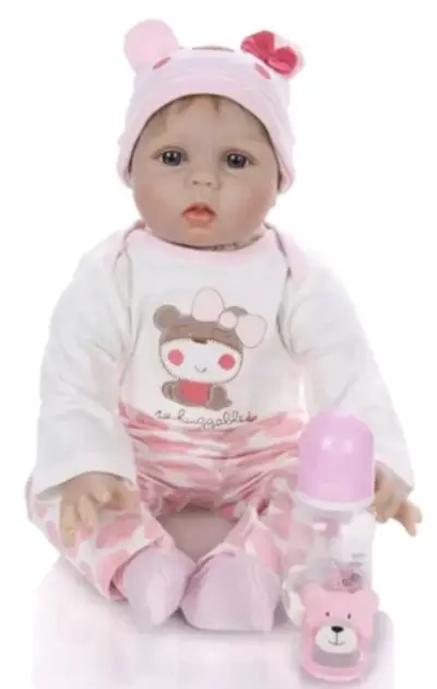 Muñeca bebé  REBORN realista con biberón - miniatura 1