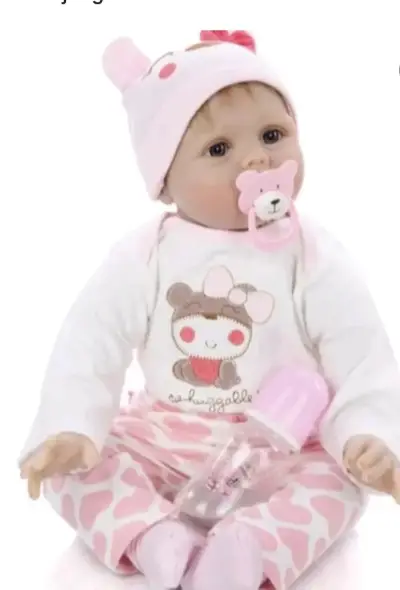 Muñeca bebé  REBORN realista con biberón - miniatura 2