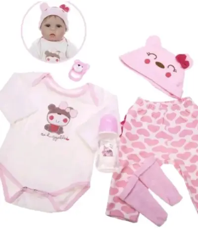 Muñeca bebé  REBORN realista con biberón - miniatura 3