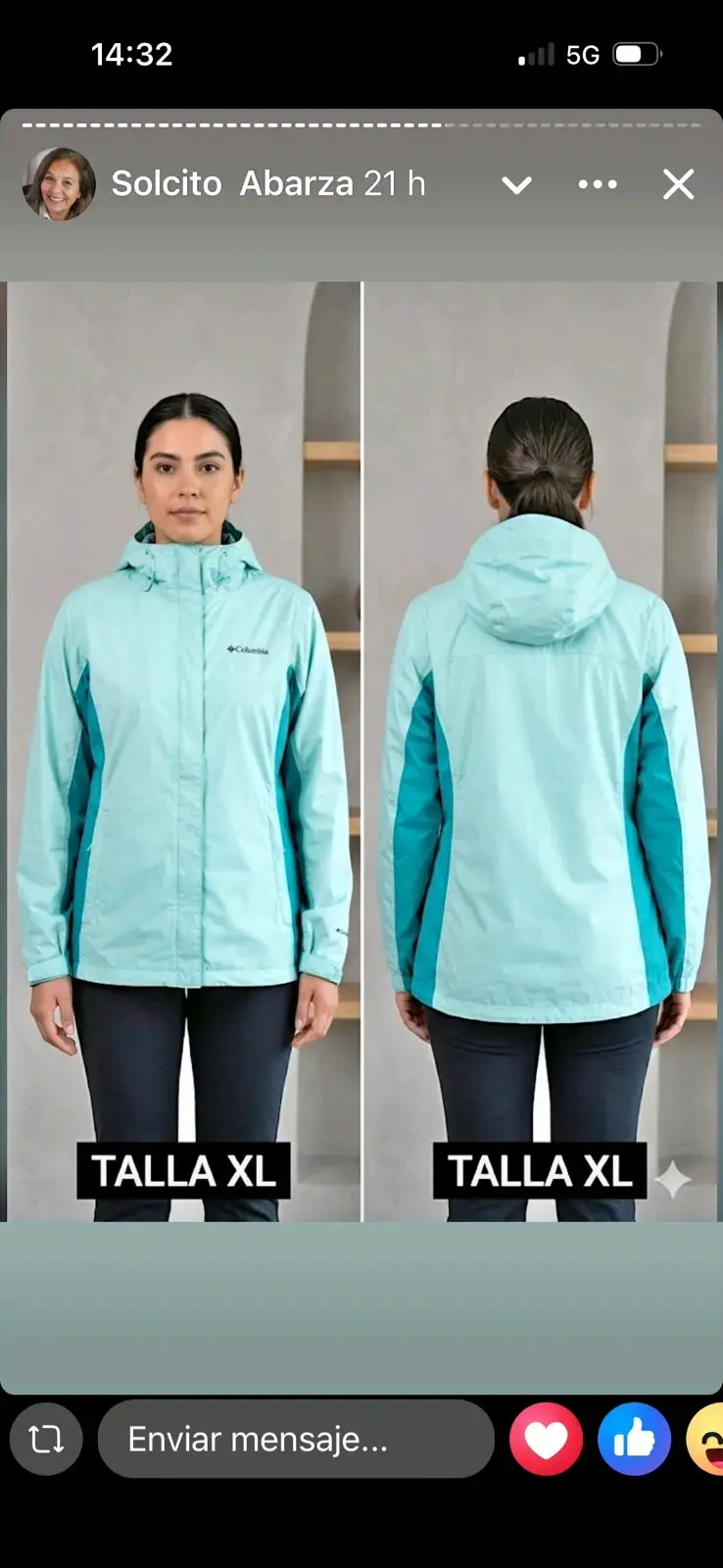 Chaqueta Columbia impermeable celeste
