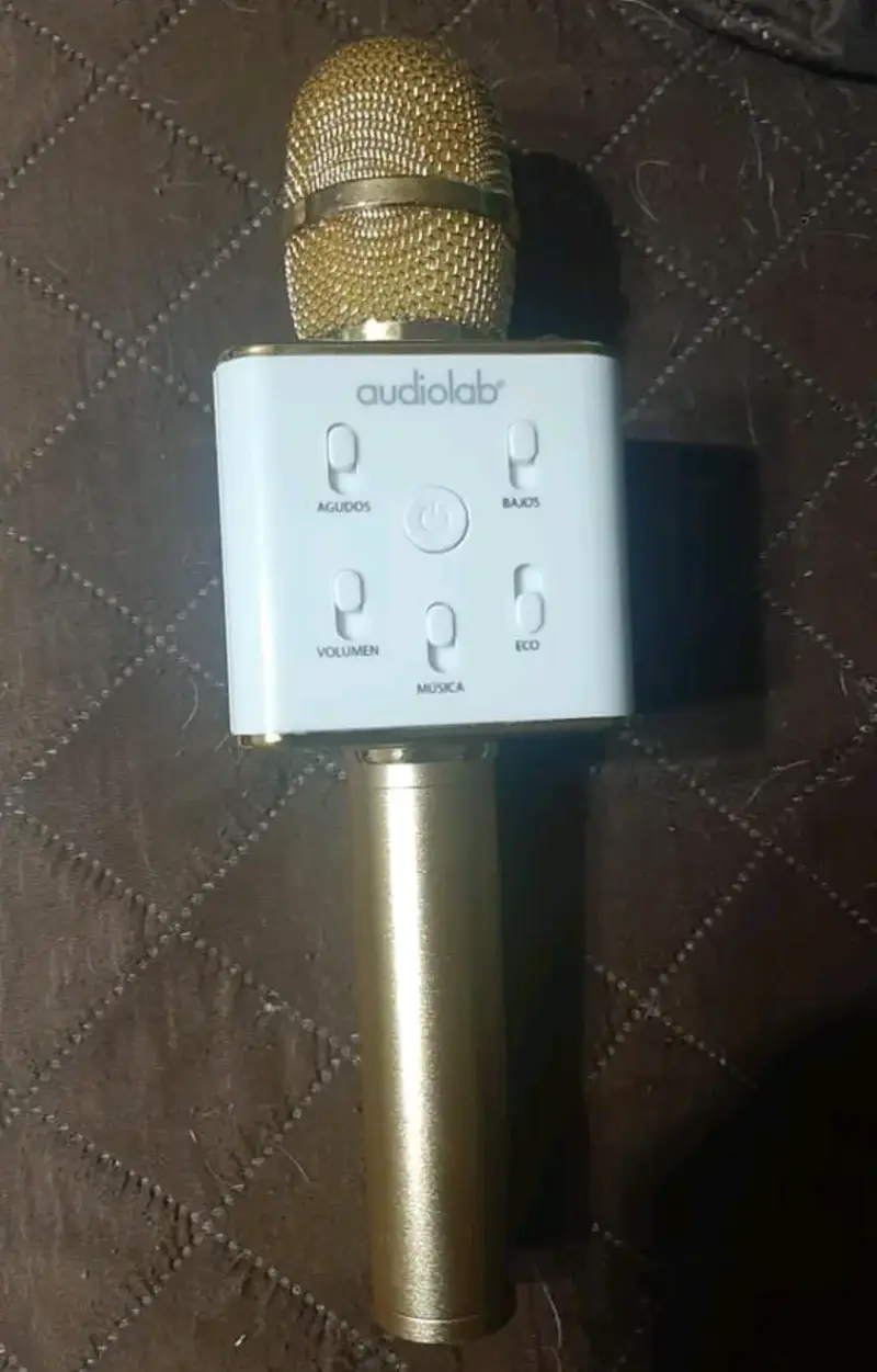 Micrófono karaoke dorado con estuche - 4