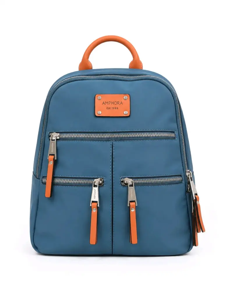 Mochila azul Amphora con bolsillos