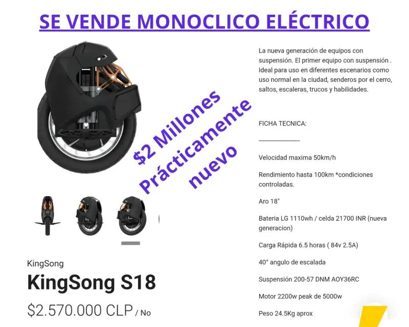 Monociclo Eléctrico KingSong S18