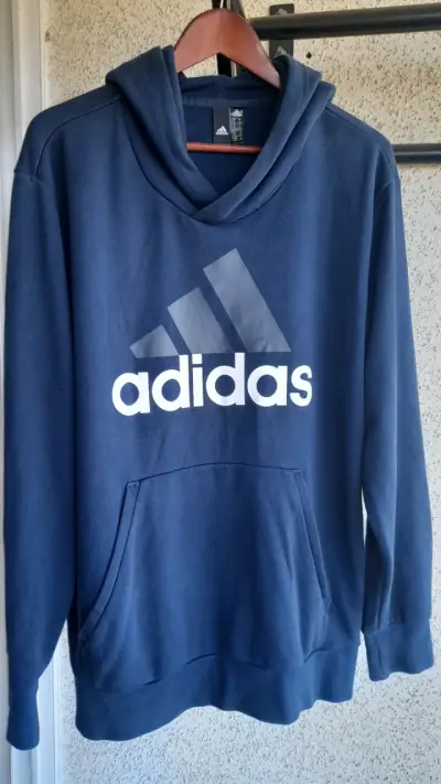 Polerón azul Adidas con capucha - miniatura 3