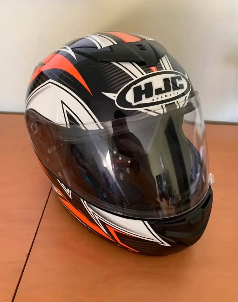Casco de moto HJC negro y naranja TALLA S - 1