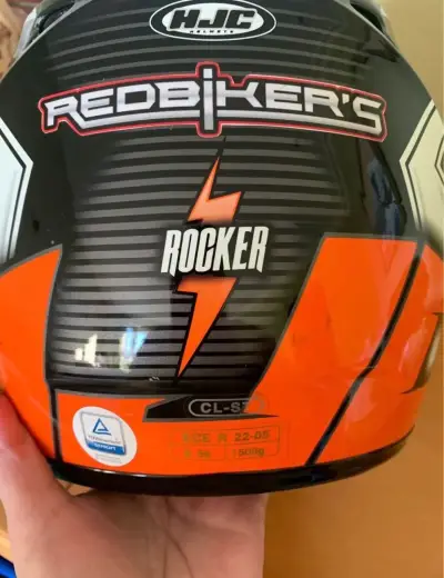Casco de moto HJC negro y naranja TALLA S - miniatura 2