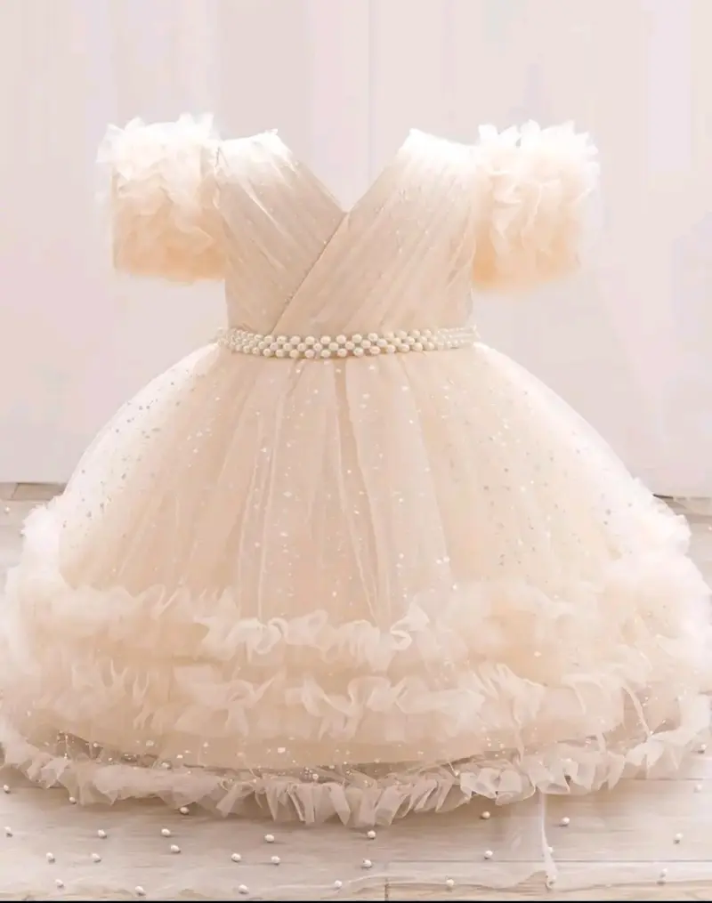 Vestido de niña blanco perlas Talla 1-2 años - 1