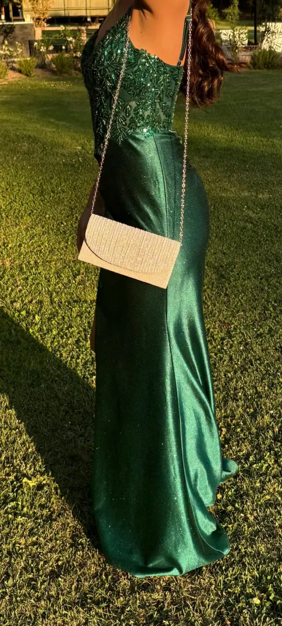 Vestido de fiesta verde esmeralda - 4
