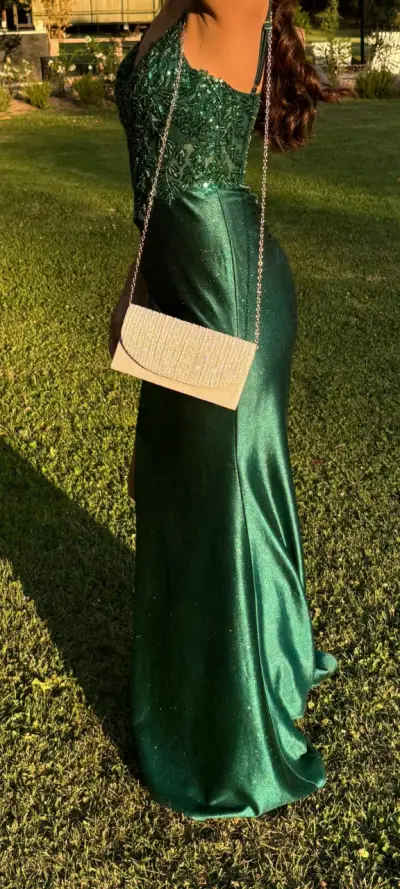 Vestido de fiesta verde esmeralda - miniatura 4
