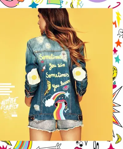 Chaqueta denim estampada colorida - miniatura 3