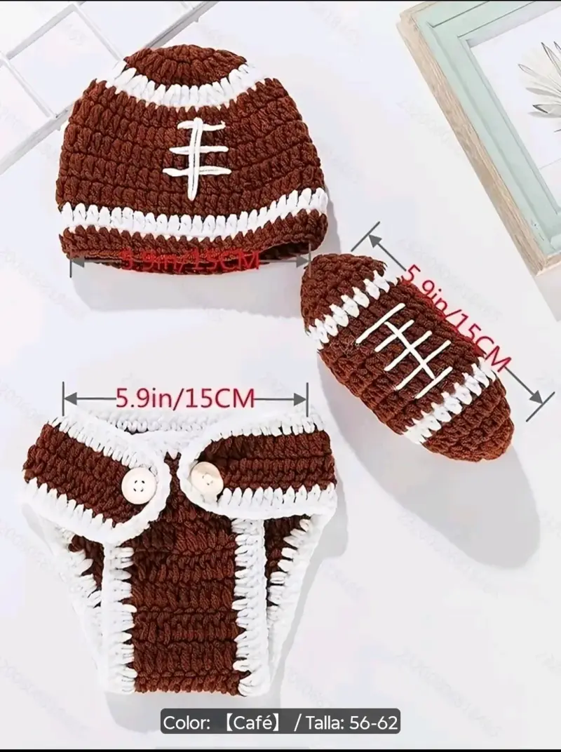 Conjunto tejido bebé fútbol americano - 3