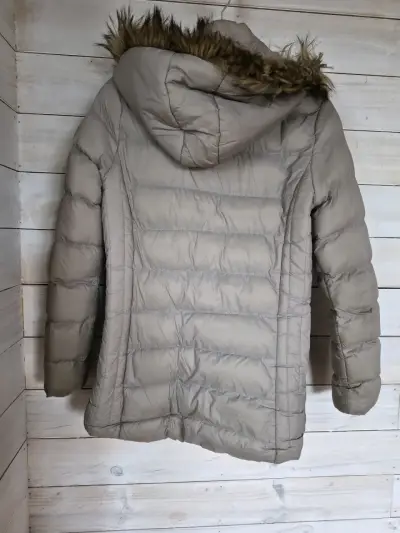 Parka beige con capucha de piel - miniatura 2