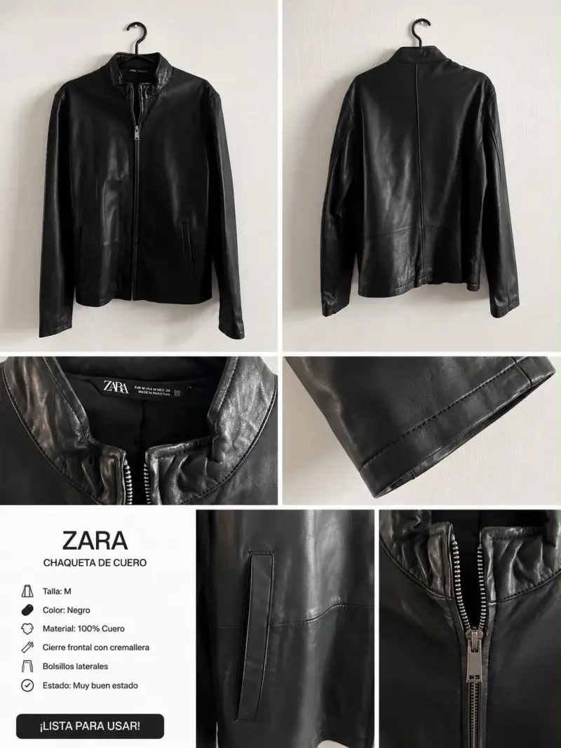 Chaqueta de cuero Zara negra