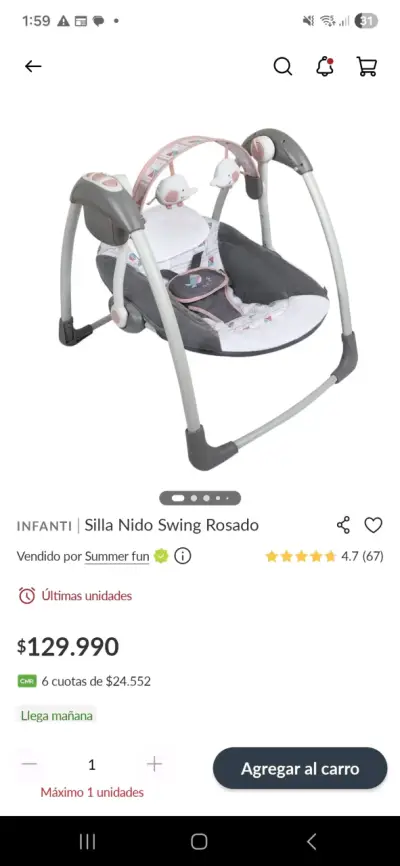 Silla mecedora para bebé - miniatura 1